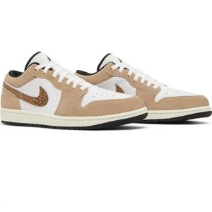 NIB Authentic Air Jordan 1 Low SE GS 'Brown Elephant' sneakers